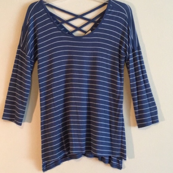 Pink Rose Tops - CAGED STRAPPY CUTOUT STRETCH OPEN BACK STRIPED TOP